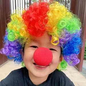 儿童假发彩色头套爆炸头小丑头发幼儿园表演道具搞怪发套彩虹头饰