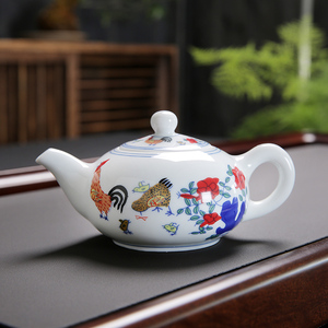 斗彩鸡缸杯泡茶壶单壶陶瓷家用煮茶器敬茶水壶冲茶具文化古典艺术