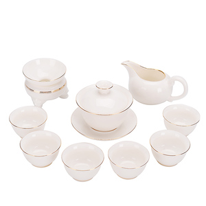 羊脂玉功夫泡茶具套装陶瓷家用德化白瓷盖碗茶杯办公轻奢精品奢华