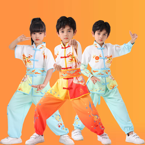 儿童武术服装中国功夫训练表演服少儿太极练功服团体比赛演出服装