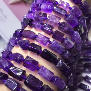 天然水晶 乌拉圭紫晶原石柱形散珠DIY半成品手链项链串珠隔珠材料