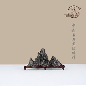 新中式太湖灵璧幽兰石山子笔架山型石头家居玄关禅意装饰工艺摆件