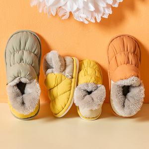 外穿儿童棉拖鞋女包跟冬季一家三口亲子宝宝学生家用毛绒棉鞋冬天