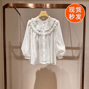 JORYA卓雅 白色设计感小众洋气小衫独特甜美仙气宽松衬衫Q103201B