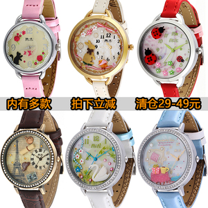 甩卖 韩国mini手表女士时装mn女表石英皮带软陶卡通手表学生腕表