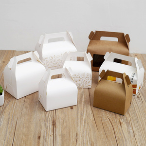 手提慕斯盒子芝士盒 蛋卷切块蛋糕甜点烘焙包装盒子 可印刷
