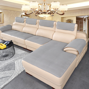 四季通用真皮防滑沙发垫定做简约布艺纯色家用欧式皮沙发套坐垫子