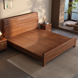 新中式实木床工厂直销现代简约黑檀木十大名牌全家用卧室双人婚床