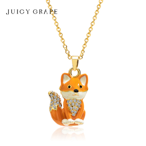 Juicy Grape狐狸项链女小众设计高级立体动物长款简约毛衣链