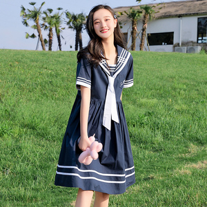 少女夏装连衣裙初中生夏季12高中学生13学院风15岁女孩韩版jk裙子
