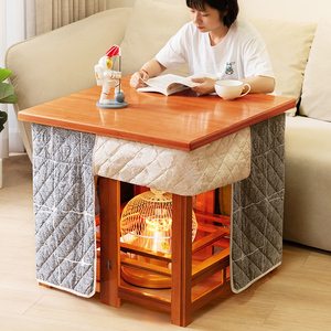可折叠烤火桌子家用实木烤火架冬季四方桌长正方形简易茶几桌新款