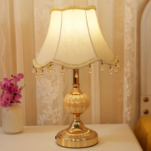 卧室台灯充电款 欧式复古触摸美式布艺2022新款长明灯结婚床头灯
