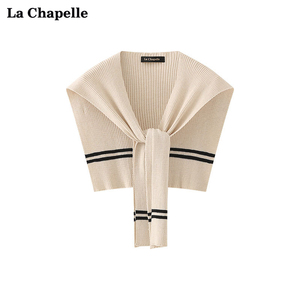 拉夏贝尔/La Chapelle撞色条纹针织披肩女士洋气外搭坎肩叠穿围巾