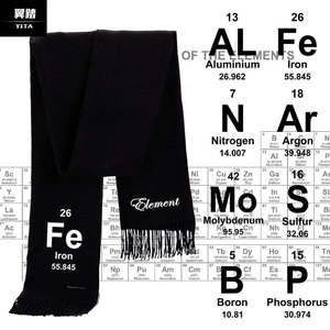 元素周期表门捷列夫化学氢H铌NbU符号Li仿羊绒围巾男女保暖款围脖
