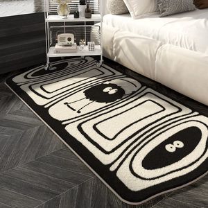 煤球黑白地毯仿羊绒客厅卧室床边毯简约高级小地毯飘窗耐脏地垫