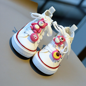 草莓熊童鞋儿童帆布鞋宝宝鞋子秋卡通女童公主鞋幼童潮鞋中童板鞋