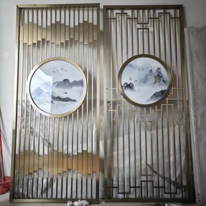 定制不锈钢屏风镂空花格金属隔断玄关装饰背景墙中式通花格栅