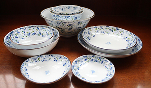 小蓝芽日式餐具光峰瓷器日本家用陶瓷碗碟米饭碗汤碗面碗盘子单个