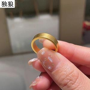 戒指古法传承钛钢镀18金男女经典素圈情侣指环首饰品流行个性不褪
