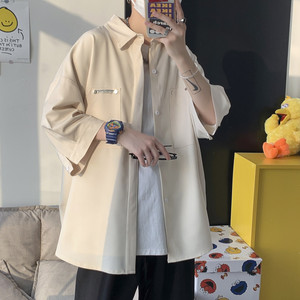 pureピュア日系cityboy衬衫短袖男设计感小众衬衣高级感七分袖潮