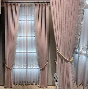 窗帘法式轻奢卧室2021新款遮光客厅高档紫色纱帘美式简约主卧飘窗
