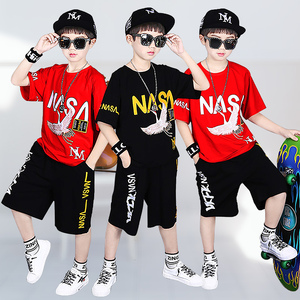 新款夏季韩版休闲儿童街舞服装嘻哈套装男装宽松表演服潮舞蹈服装