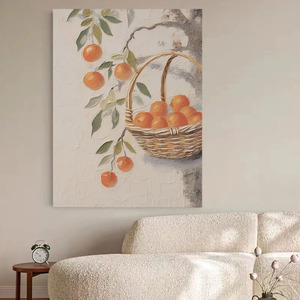 SYMT.ART手绘油画《一篮好柿—2》高级感客厅背景墙花卉挂画手工