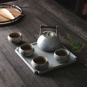 功夫茶具小套装家用简约泡茶整套茶壶茶杯陶瓷小茶盘茶台茶道客厅