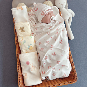 婴幼儿纯棉包被裹布初生春秋夏季薄款襁褓抱被产房包巾单新生用品