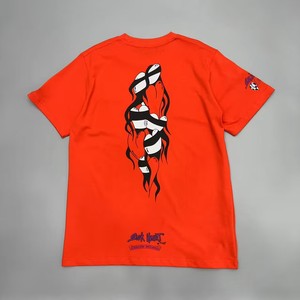 2023新款潮牌梵文字母Matty Boy涂鸦火焰爱心橘红色男女款短袖T恤