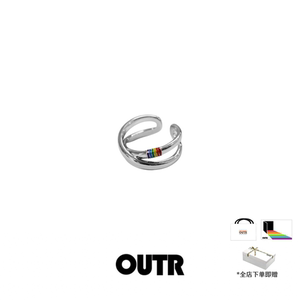 OUTR「莫比乌斯」925纯银戒指可调节彩虹暗号设计师品牌