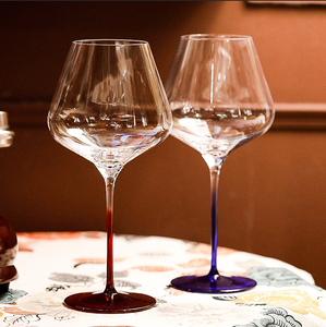德国进口勃艮第红酒杯彩色杯杆水晶玻璃高脚波尔多葡萄酒杯子家用