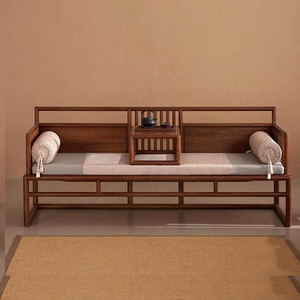 乌金木高端沙发床两用罗汉床新中式实木推拉床禅意复古风榻贵妃椅