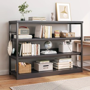 书架落地置物架靠墙书桌储物收纳架子办公室多层钢木简易卧室书柜