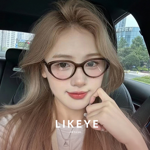 LIKEYE眼镜框女2023新款猫眼黑框可配度数近视防蓝光显瘦镜架3096