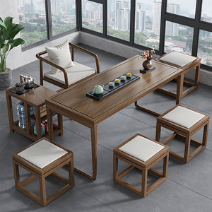 新中式实木茶桌椅禅意功夫茶台现代简约家用办公阳台泡茶桌椅组合