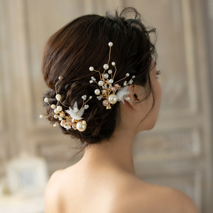 时尚手工绢纱花朵发带日韩新娘结婚礼服写真对夹发饰配饰品梦泽