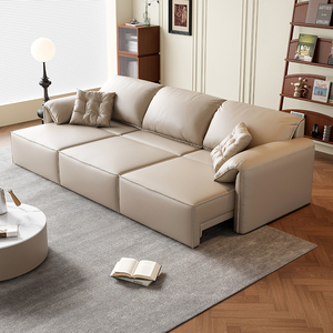 DDC大象耳朵多功能电动沙发床现代简约小户型客厅直排真皮沙发