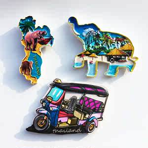 创意磁性冰箱贴 泰国旅游纪念品突突车大象地图装饰工艺品伴手礼