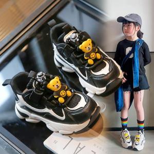 儿童运动鞋透气2023新款中大童网面跑步鞋小熊女童鞋子男童篮球鞋