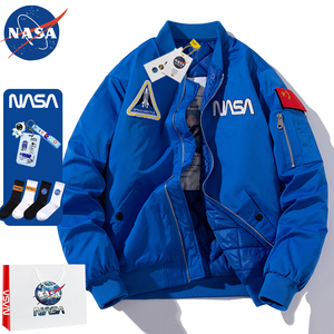 NASA宇航员联名外套秋冬加厚空军飞行员夹克男女美式宽松棒球棉服