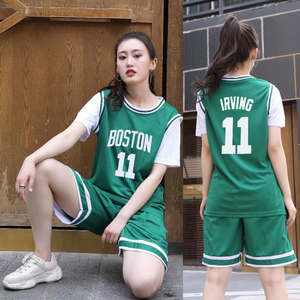篮球服女韩版宽松韩女生球服女夏街头情侣款凯尔特人短袖球衣