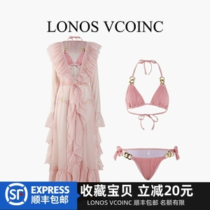 LONOS VCOINC 新款三件套性感比基尼罩衫防晒温泉度假泳衣女分体
