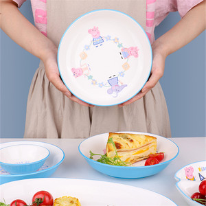 小猪佩奇儿童陶瓷餐具家用宝宝辅食饭碗单个蒸蛋羹碗双耳碗汤面碗