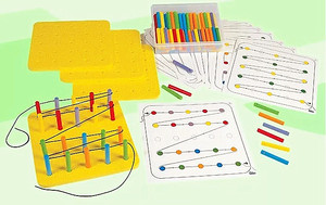 幼儿园早教机构亲子教玩具儿童益智建构玩具插线穿线桩板组合套装