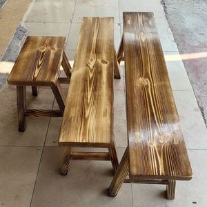 松木长条凳炭烧木长板凳短凳实木火锅桌凳子饭店餐馆面店整装凳子