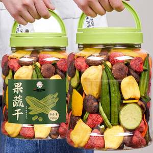 综合果蔬脆片蔬菜干水果干非冻干草莓脆混合装罐装500g香菇秋葵干