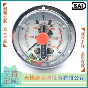 无锡赛莱迪 磁敏24V耐震充油电接点压力表 轴向带边液压表