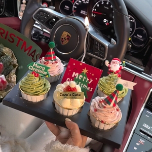 圣诞节纸杯蛋糕装饰摆件软胶圣诞老人雪人插件圣诞快乐卡片插牌