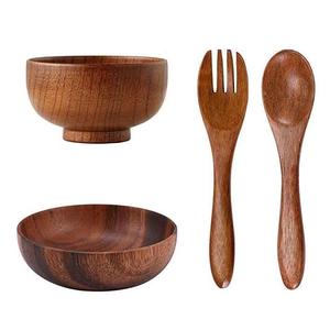 相思木整木水果沙拉碗原木深碟木碗和风木碗木盘木碗勺叉套装餐具
